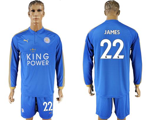 Leicester City #22 James Home Long Sleeves Soccer Club Jersey